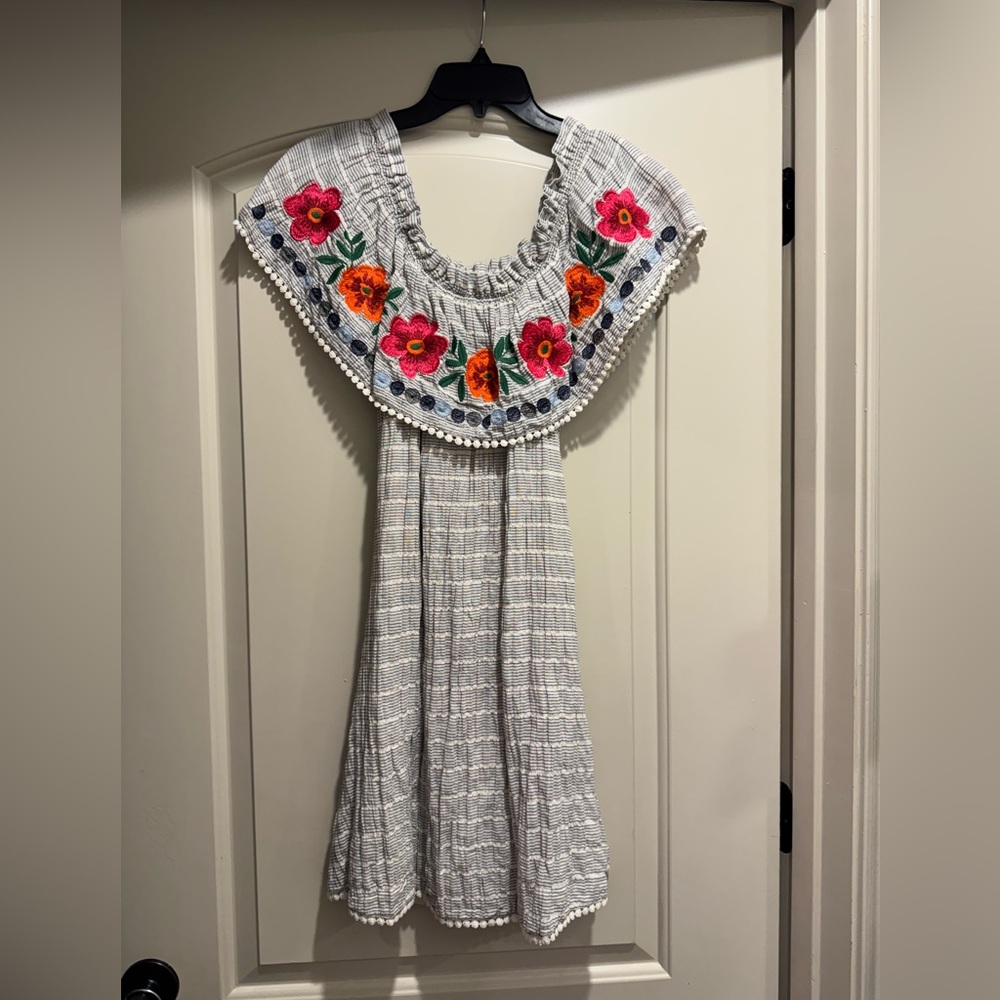 THML Striped dress with floral embroidery size small